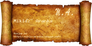 Mikló Aranka névjegykártya